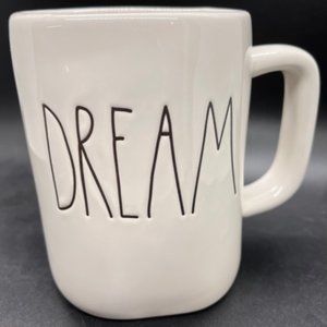 RAE‎ DUNN "DREAM" Coffee Cup Mug 16 oz Magenta Artisan Collection Ivory White